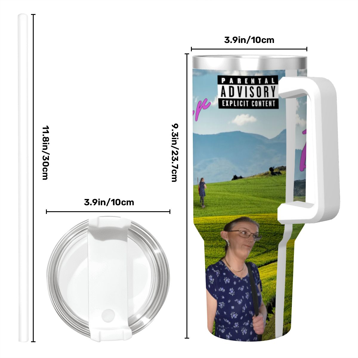 Travel Coffee Mug with Handle and Straw (40oz) Becoming Her Album Cover - Image 4