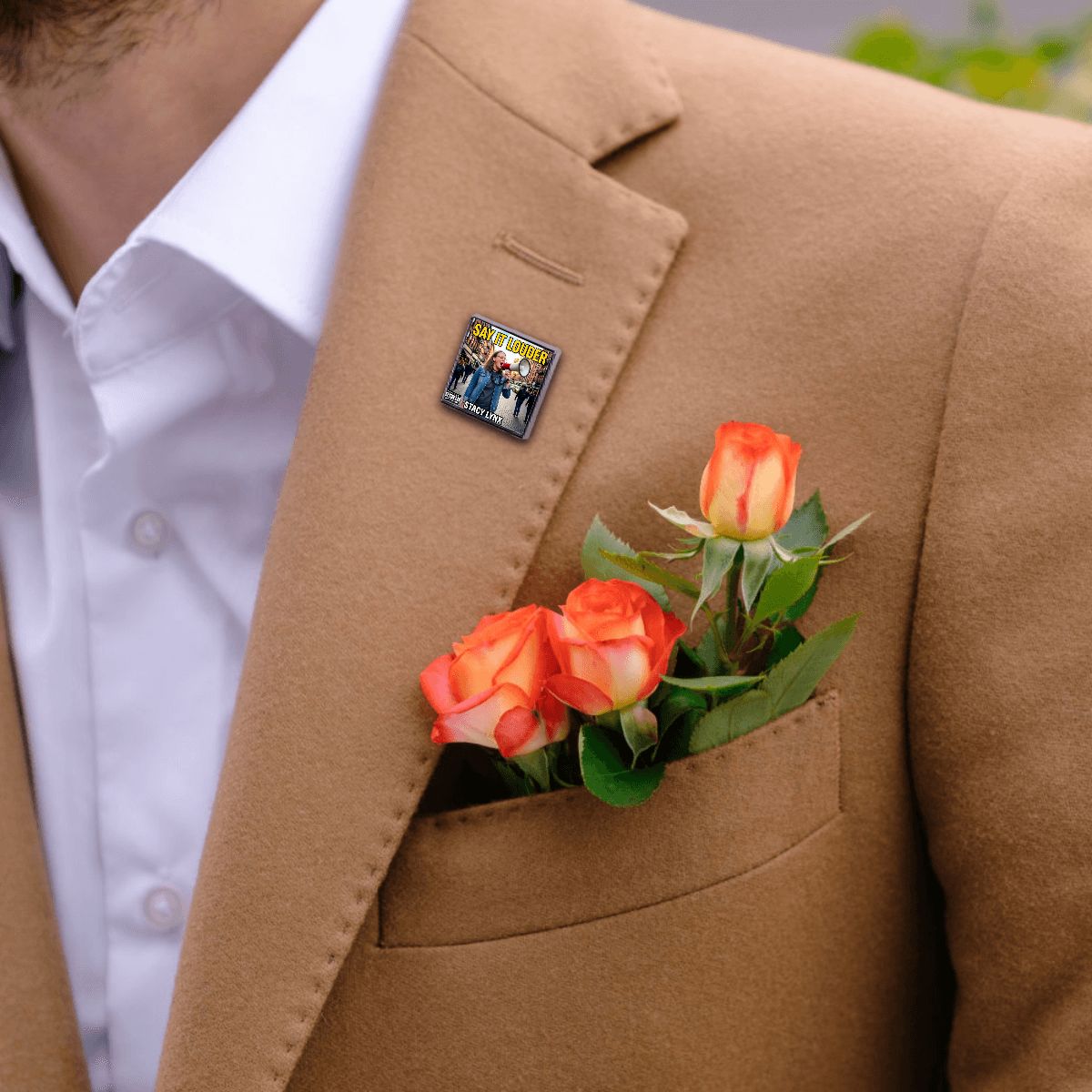 Square Lapel Pin Say it Louder Original Cover Art - Image 5