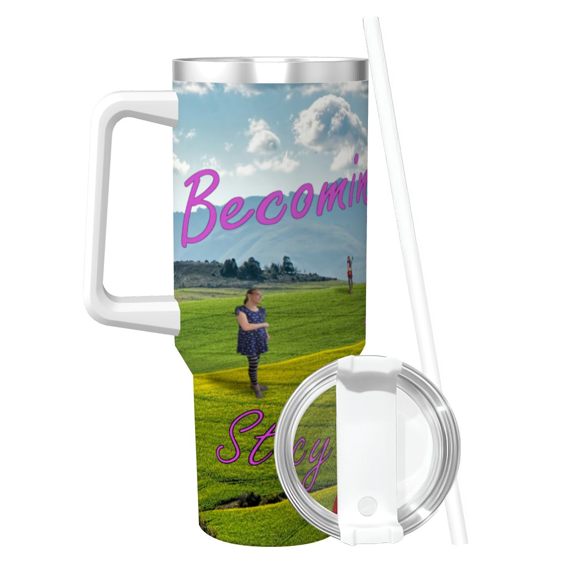 Travel Coffee Mug with Handle and Straw (40oz) Becoming Her Album Cover - Image 2