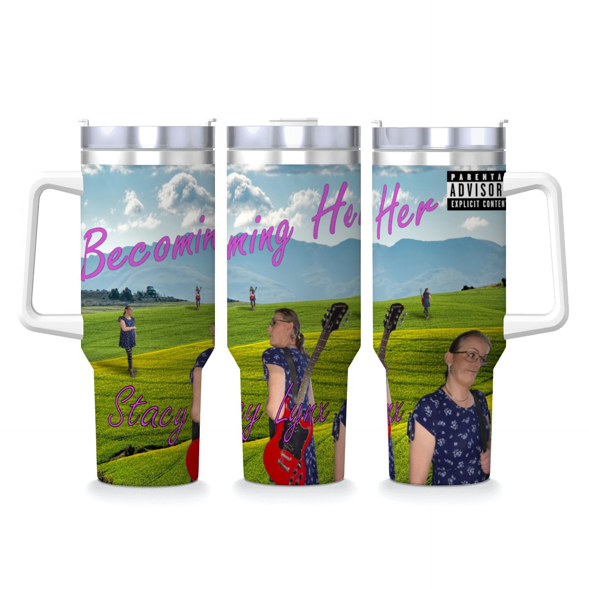 Travel Coffee Mug with Handle and Straw (40oz) Becoming Her Album Cover - Image 12