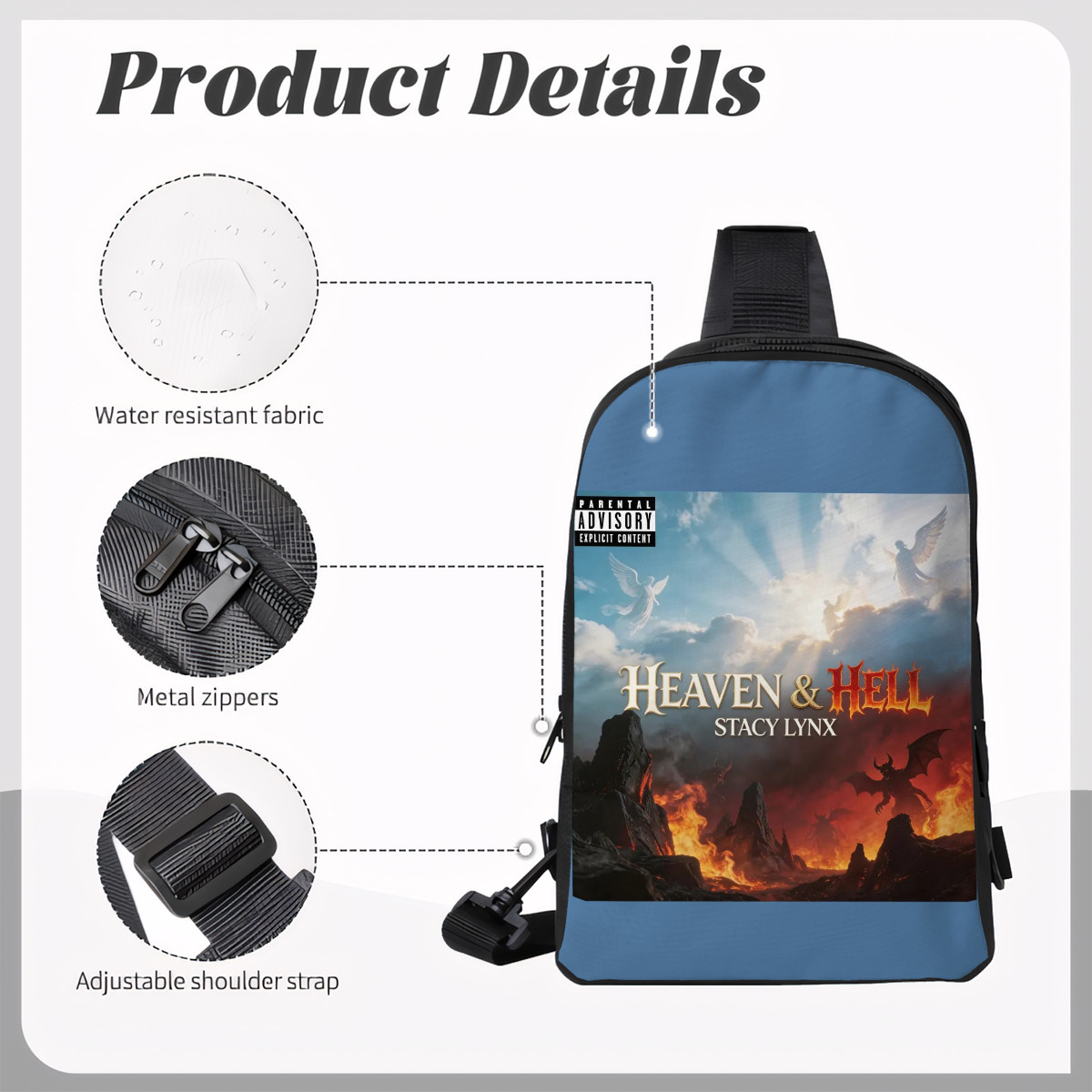 Double Layer CrossBody Bag Chest Bag Heaven amp; Hell Cover - Image 4