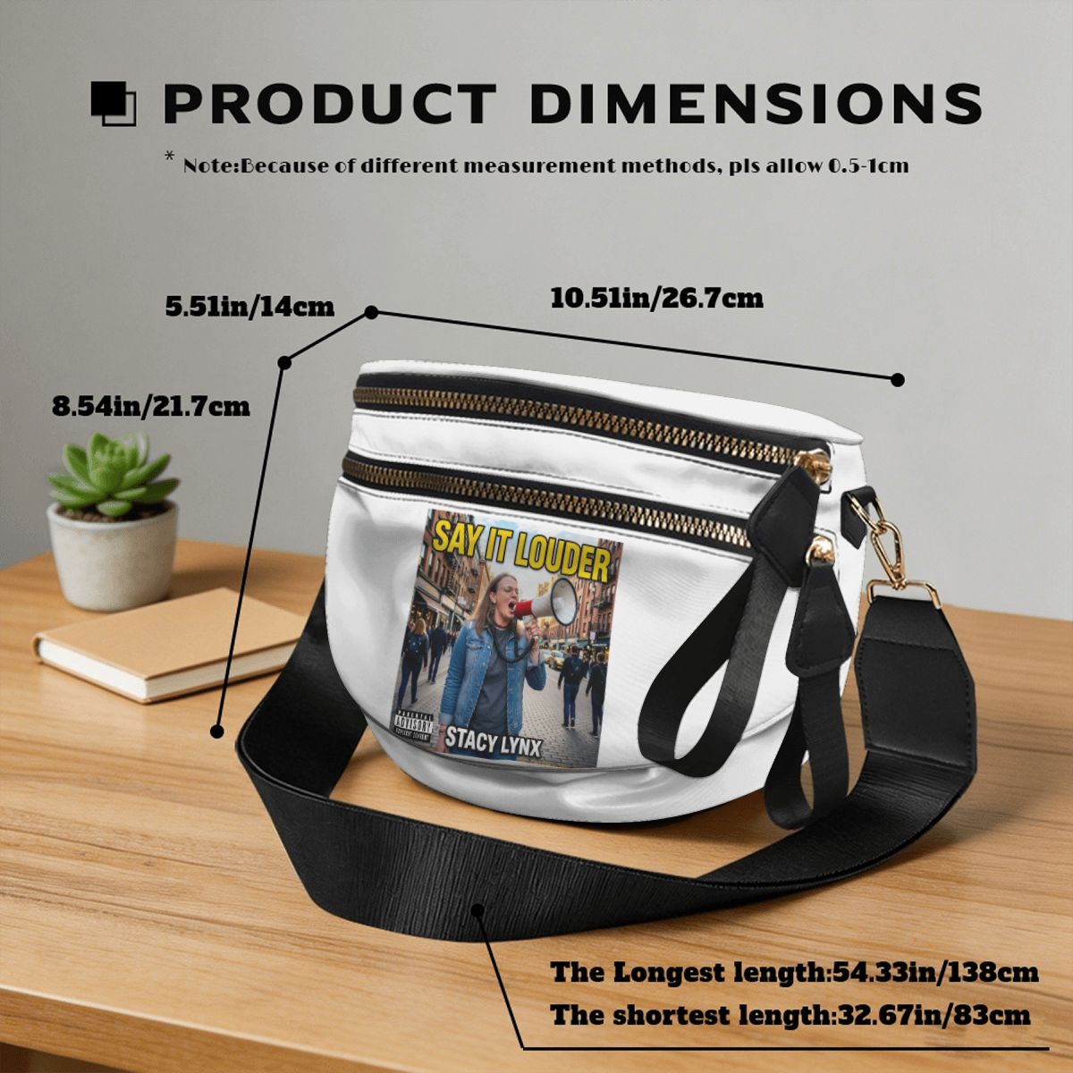 Crossbody Bag MultiPocket Sling Bag Say it Louder Original Album Cover - Image 2