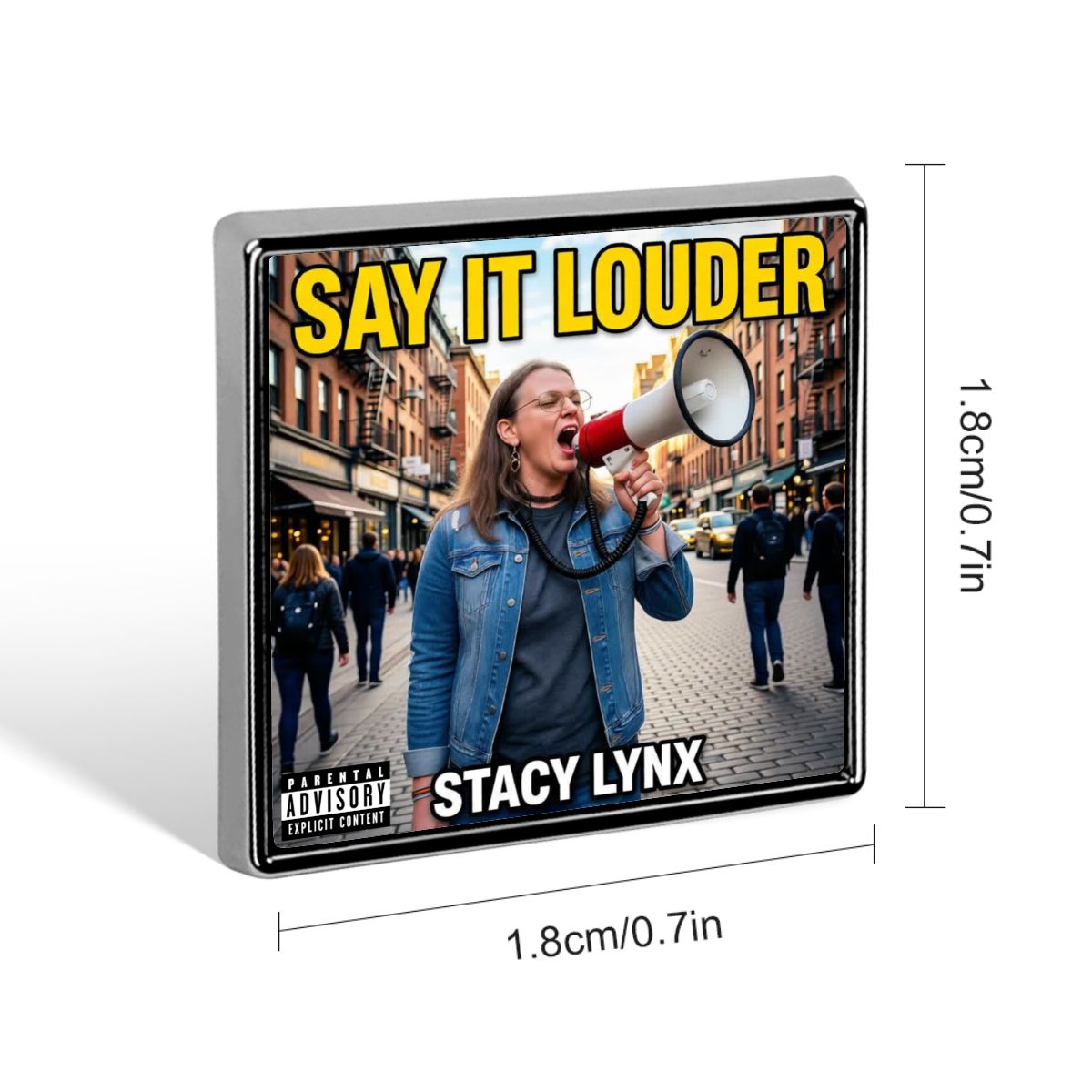 Square Lapel Pin Say it Louder Original Cover Art - Image 2