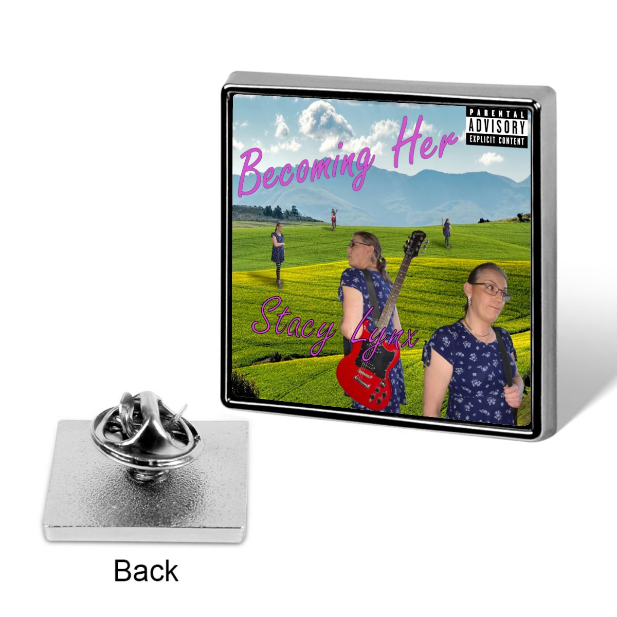Square Lapel Pin Becoming Her Album Cover Small - Image 3