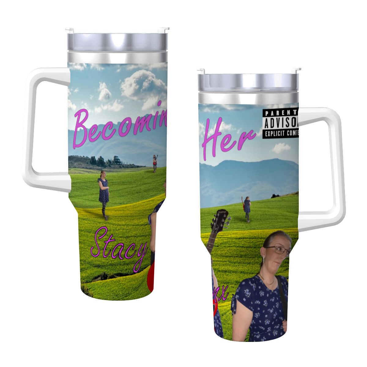 Travel Coffee Mug with Handle and Straw (40oz) Becoming Her Album Cover - Image 3