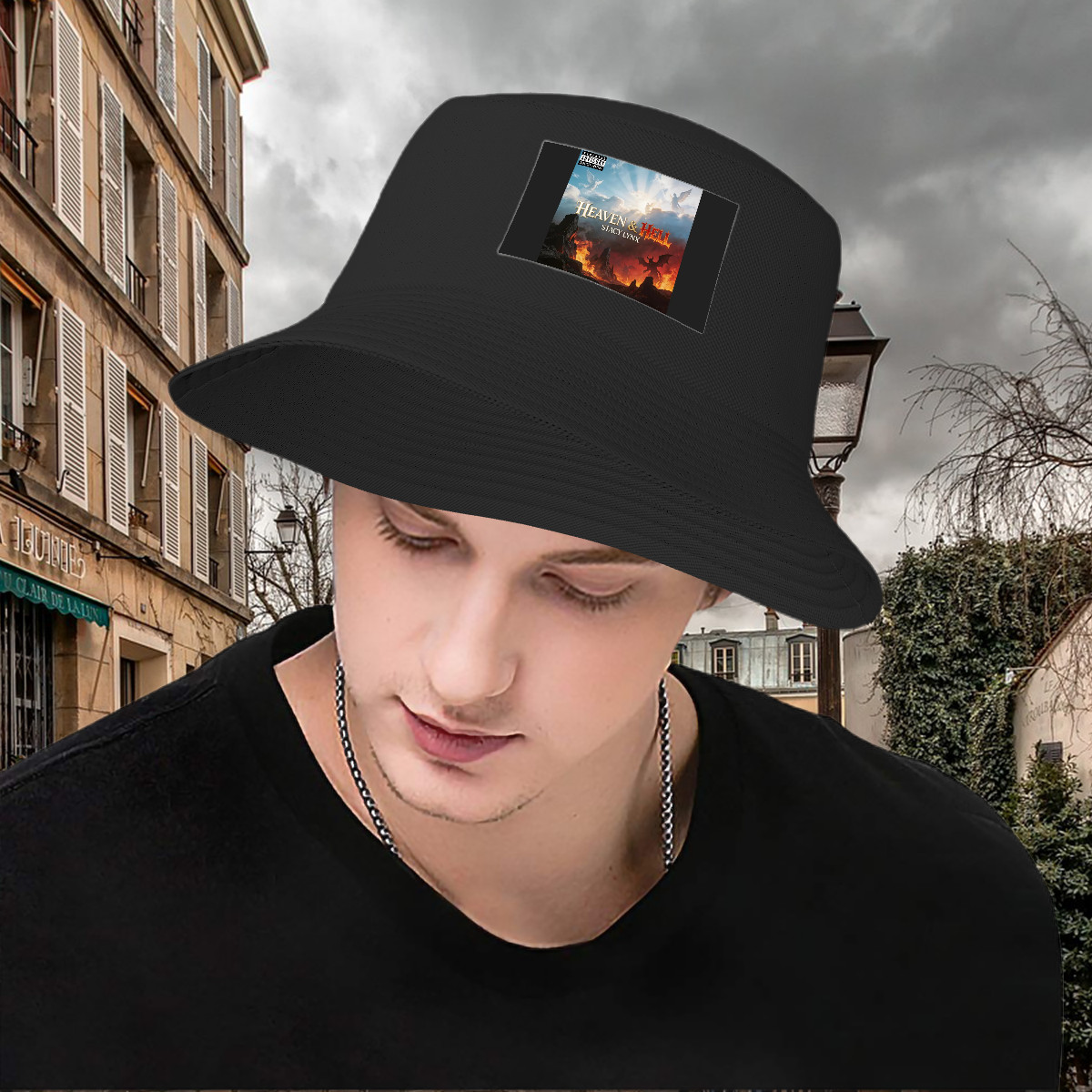 Double Layer Bucket Hat (Area Pattern) Heaven & Hell Album Cover - Image 2