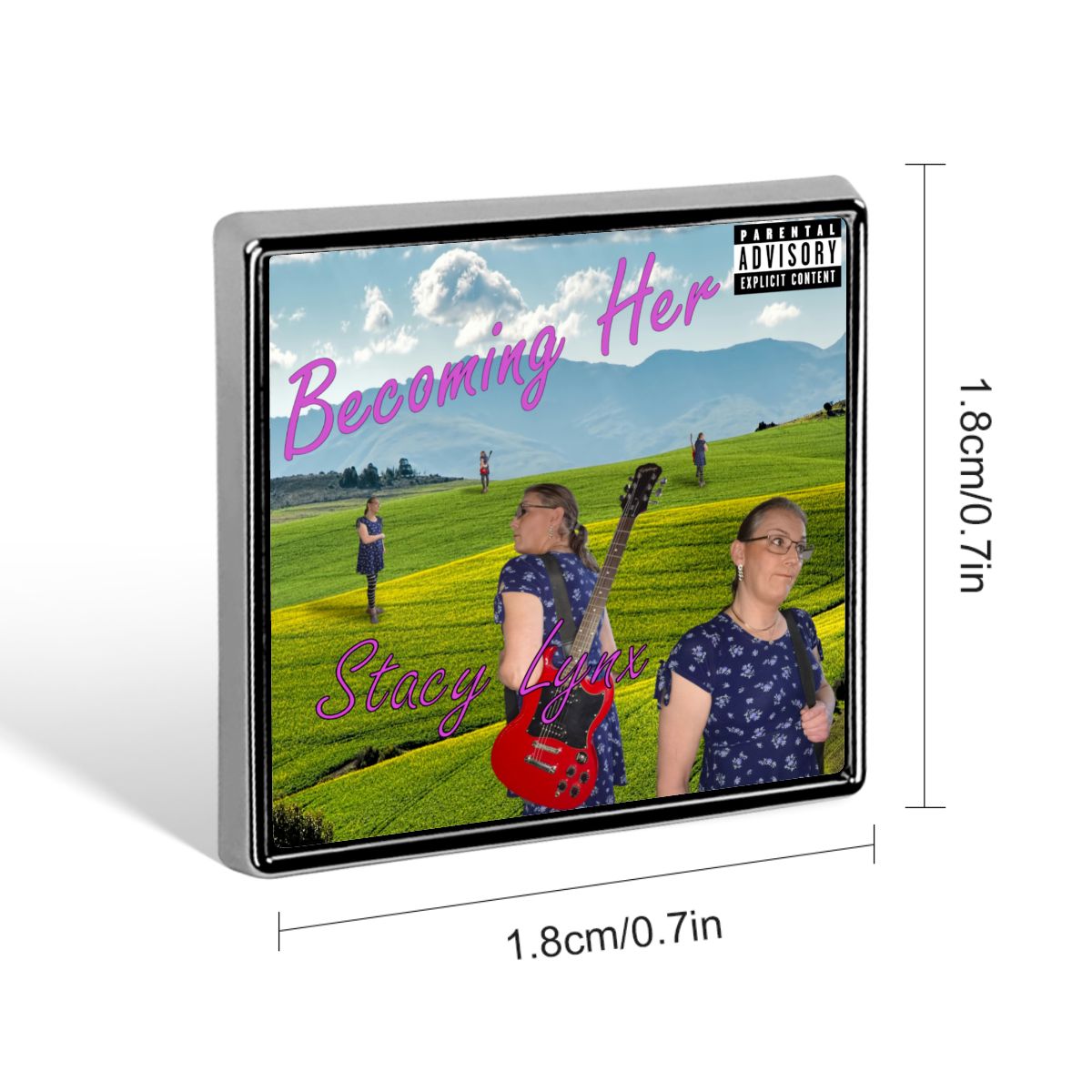 Square Lapel Pin Becoming Her Album Cover Small - Image 2