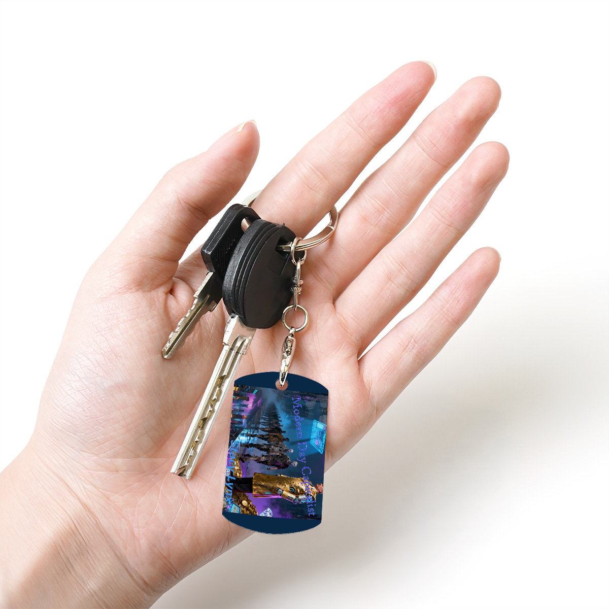 Rectangular Metal Keychain Modern Day Capitalist Cover Art - Image 4
