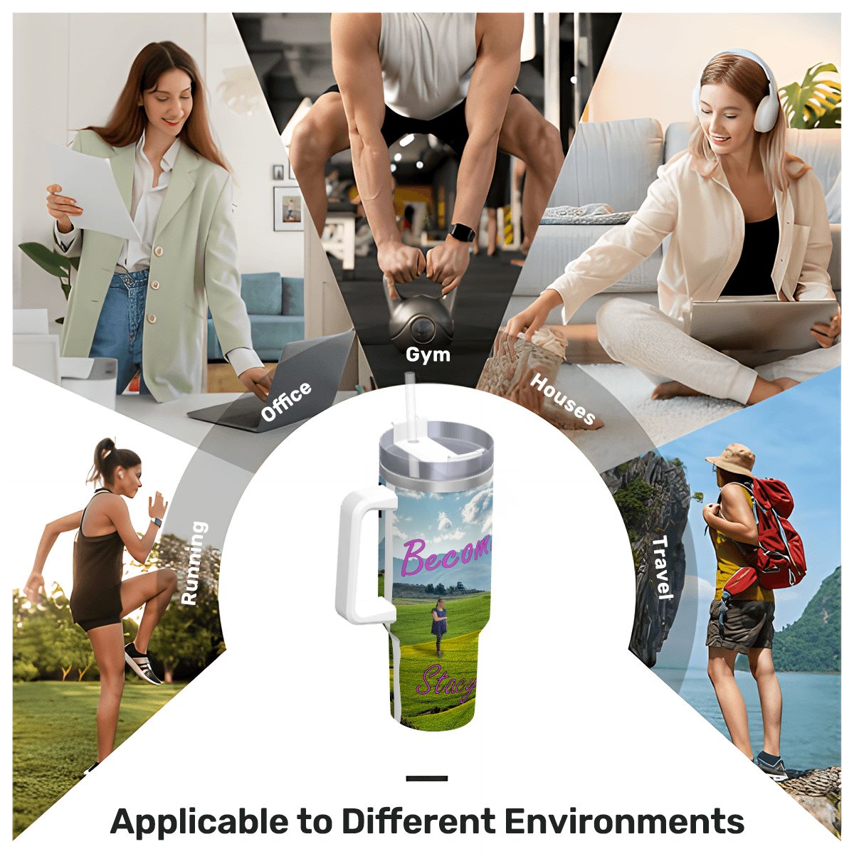 Travel Coffee Mug with Handle and Straw (40oz) Becoming Her Album Cover - Image 10