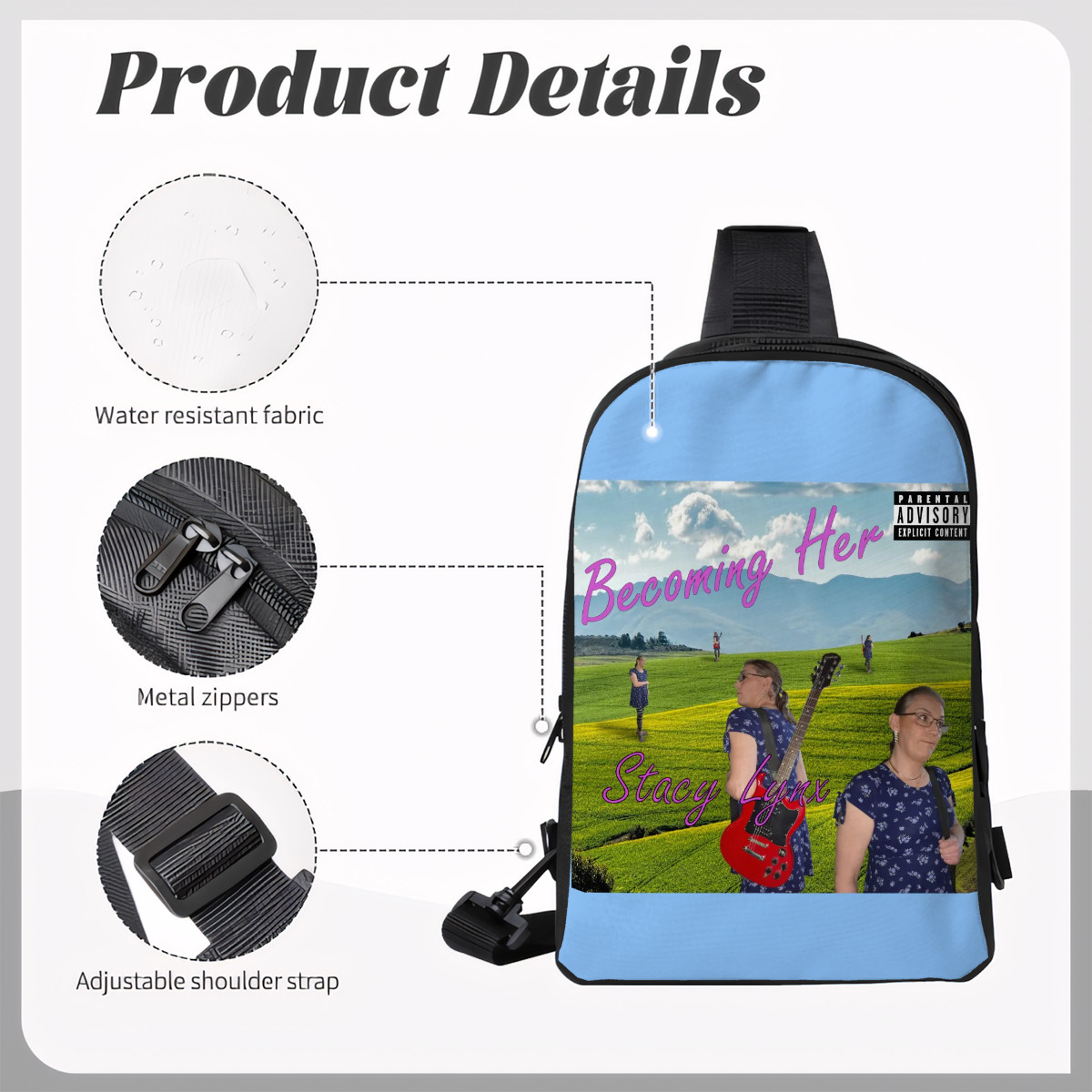 Double Layer CrossBody Bag Chest Bag Becoming Her Album Cover Small - Image 4