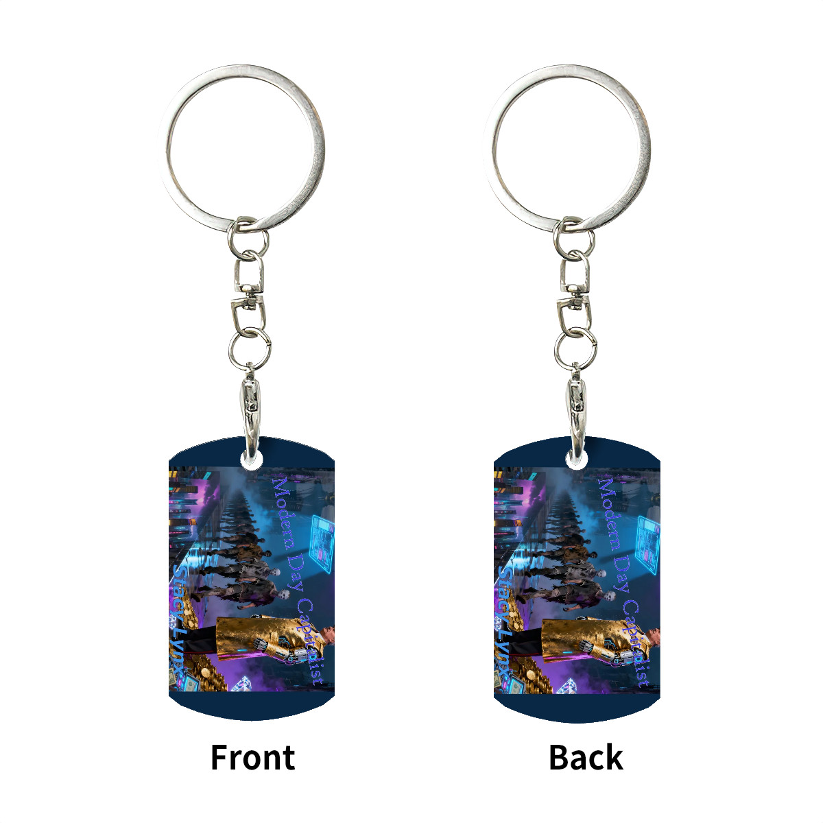 Rectangular Metal Keychain Modern Day Capitalist Cover Art - Image 2