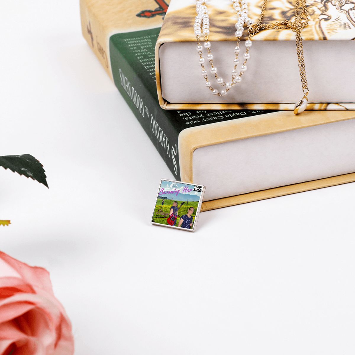 Square Lapel Pin Becoming Her Album Cover Small - Image 4