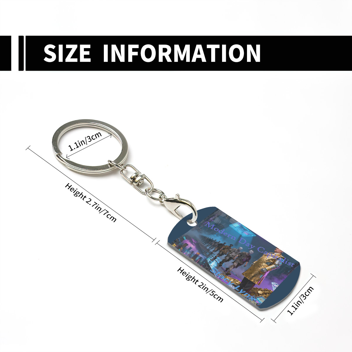 Rectangular Metal Keychain Modern Day Capitalist Cover Art - Image 3