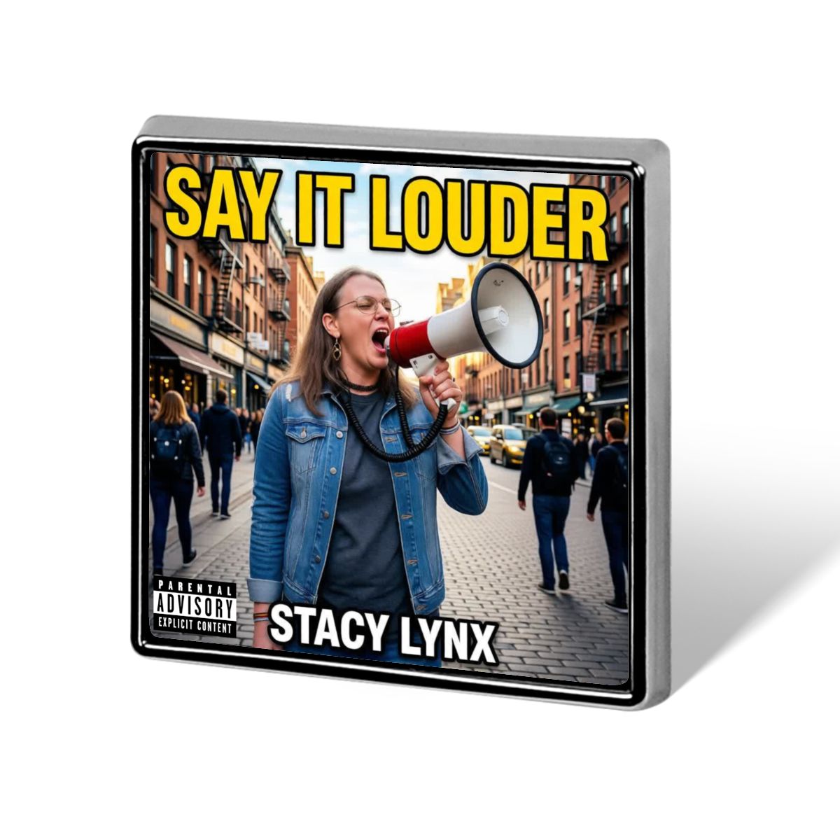Square Lapel Pin Say it Louder Original Cover Art