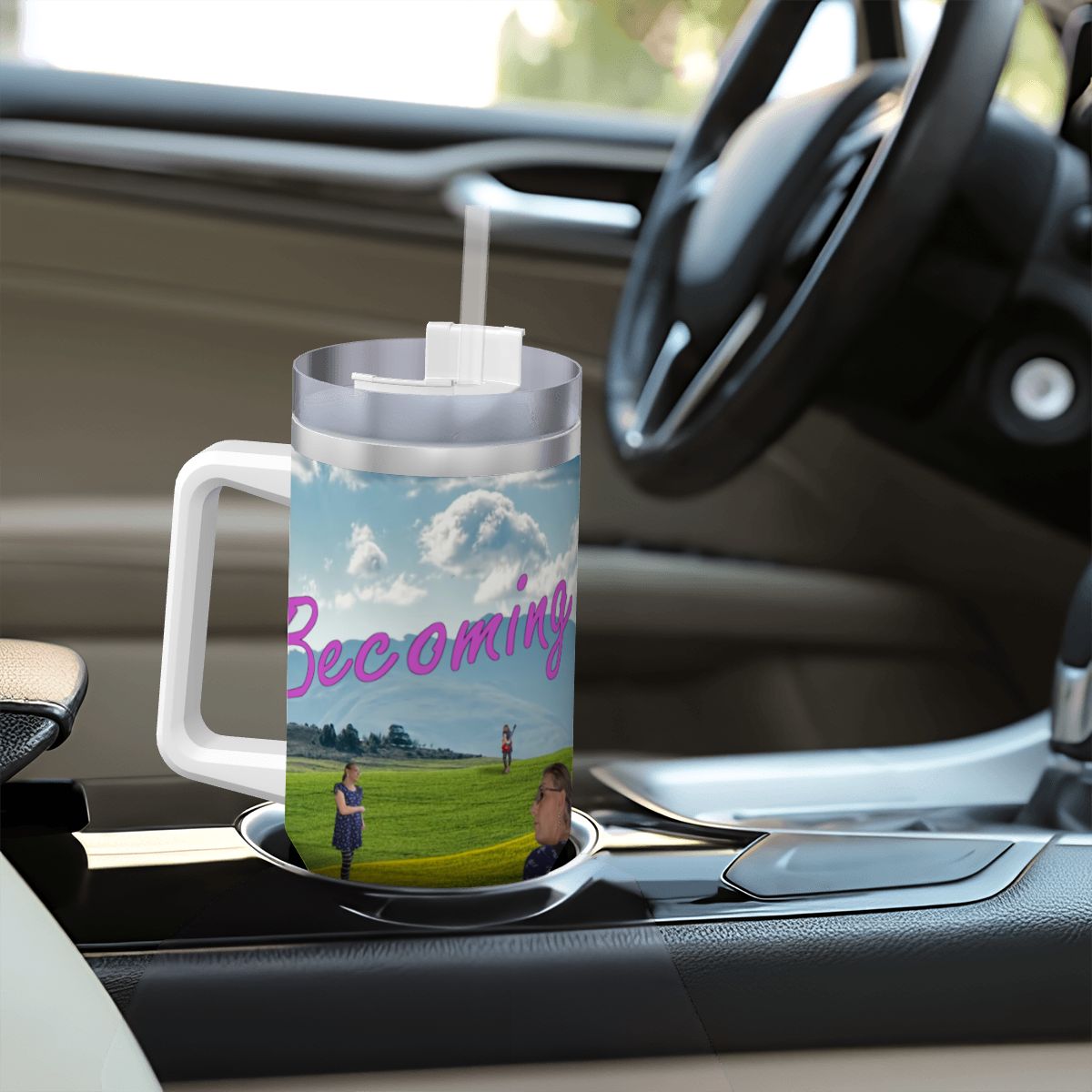 Travel Coffee Mug with Handle and Straw (40oz) Becoming Her Album Cover - Image 9