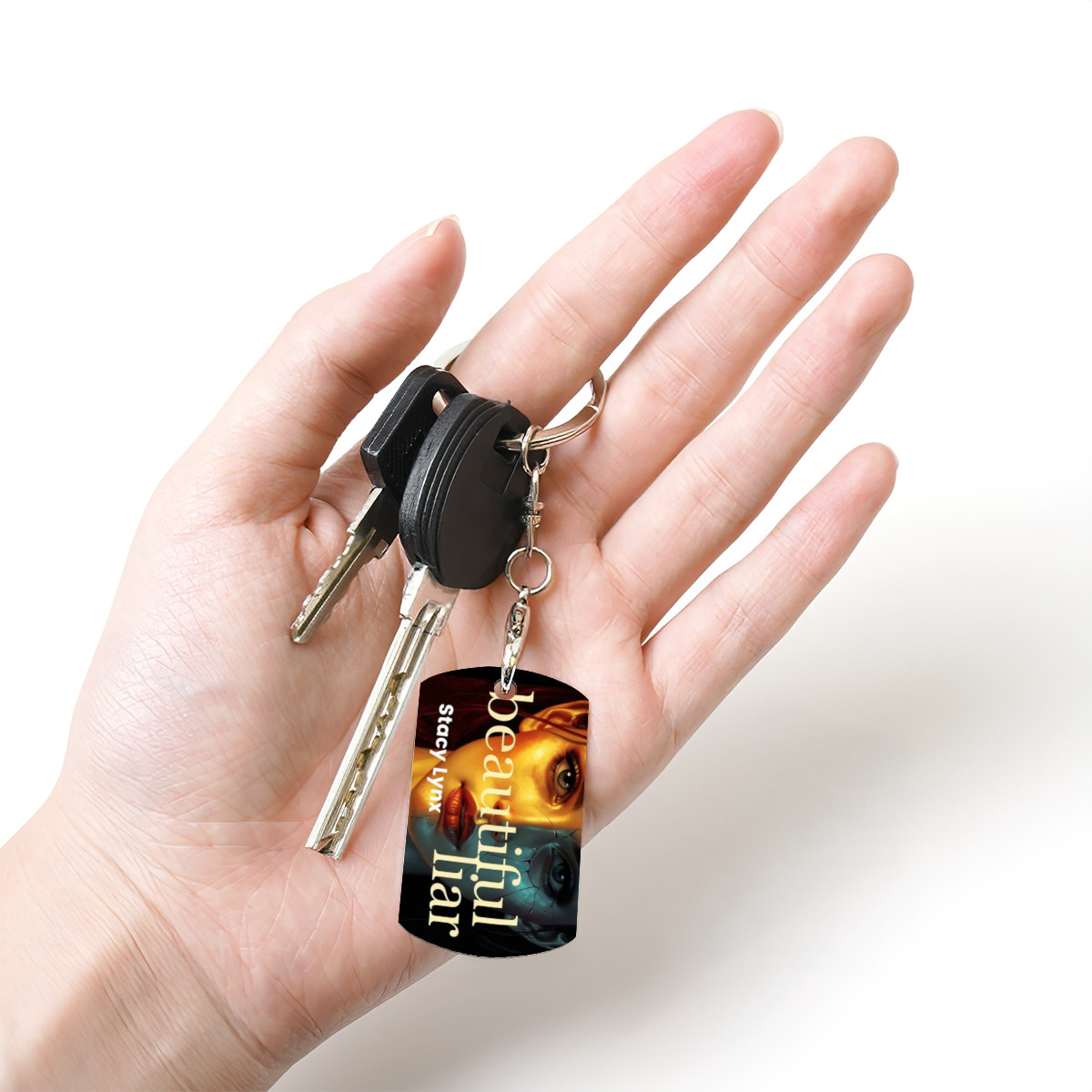 Rectangular Metal Keychain Beautiful Liar Cover Art Pick - Image 4